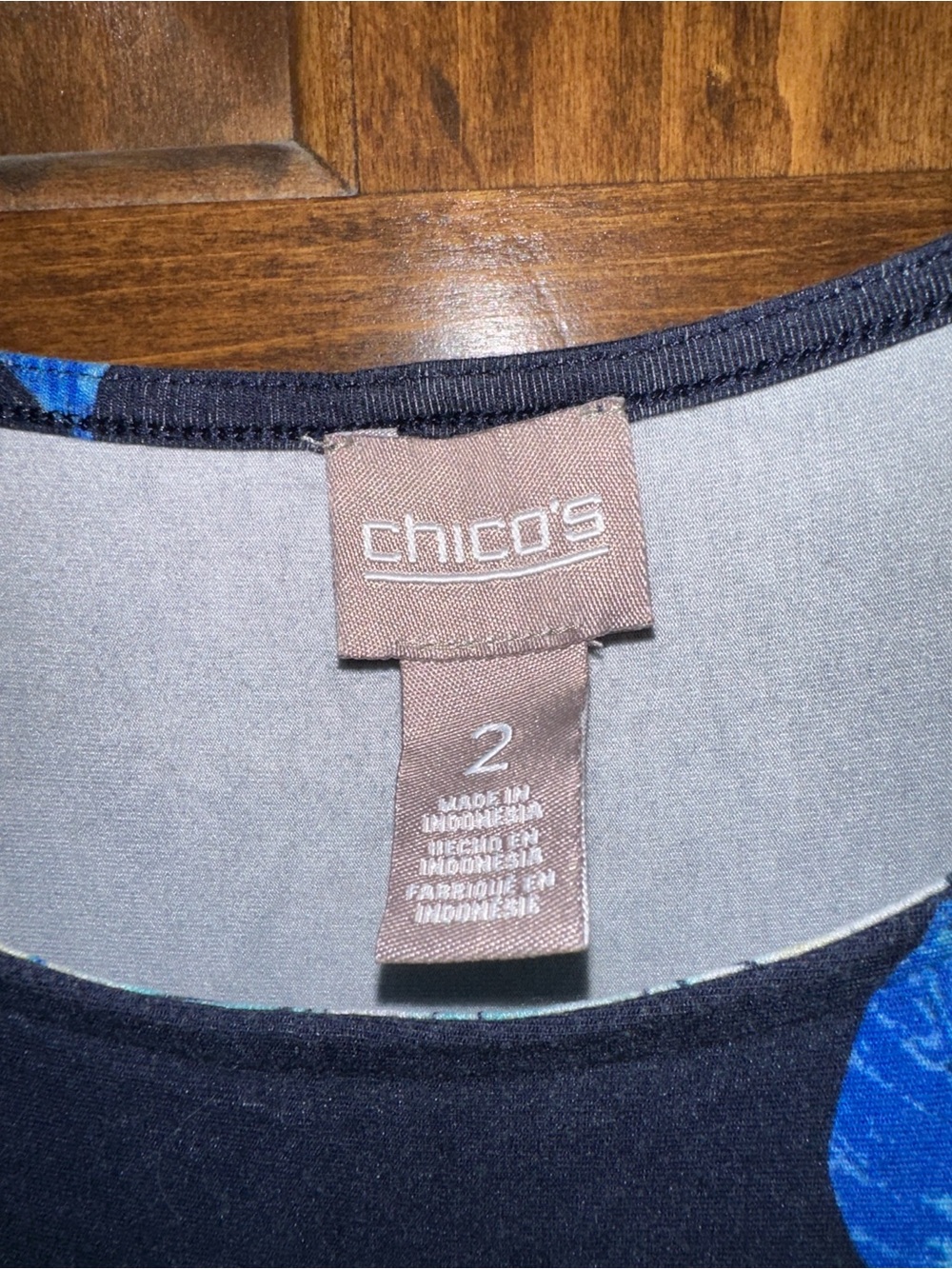 Chico's Navy Dress with Blue Floral Accent - Picture 2 of 4